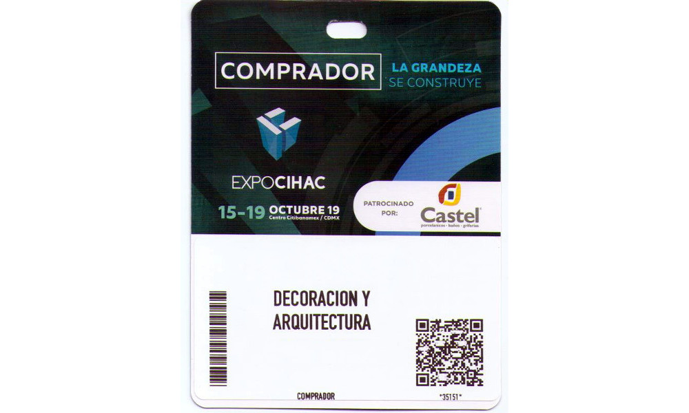 Gafete de comprador en la EXPOCIHAC 2019