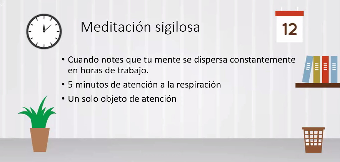 Meditación silenciosa en la oficina