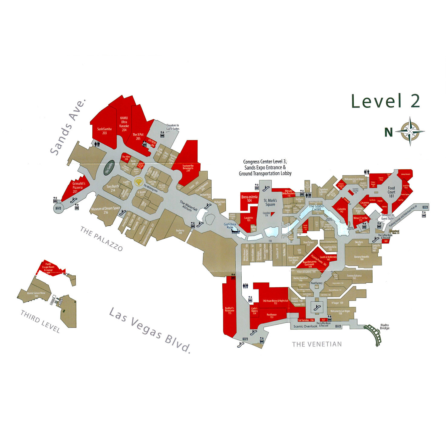 Mapa del nivel 2 del Resort Venetian