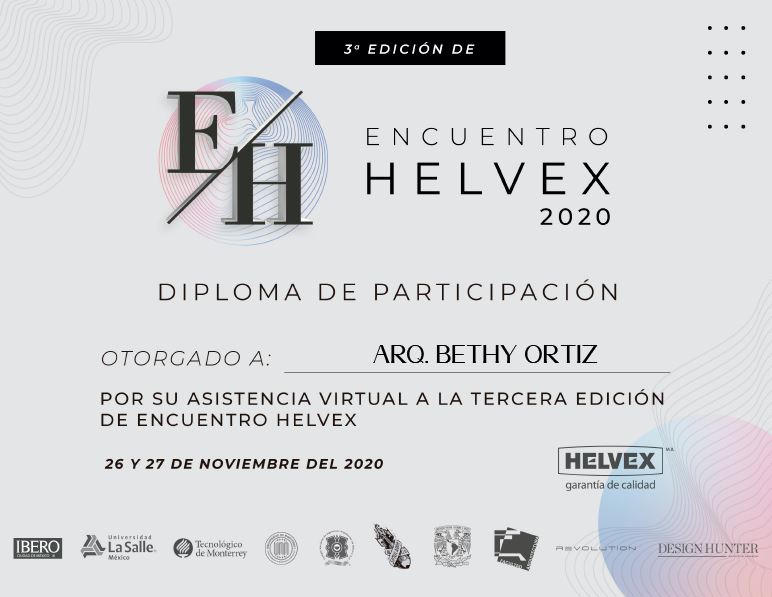 Diploma de participacion en el Encuentro Helvex 2020