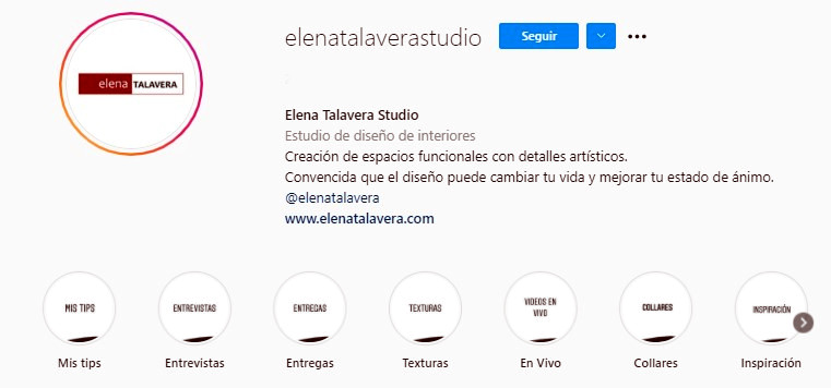 Cuenta de Instagram de Elena Talavera