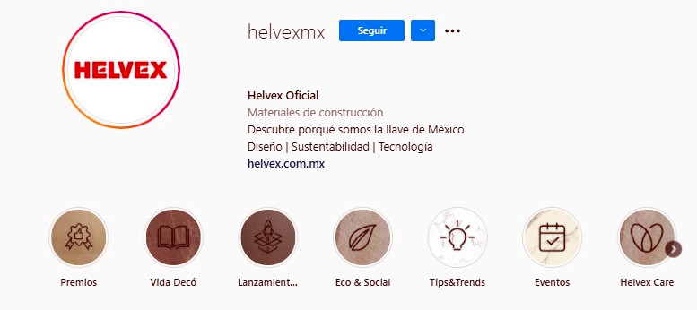 Cuenta de Instagram de Helvex