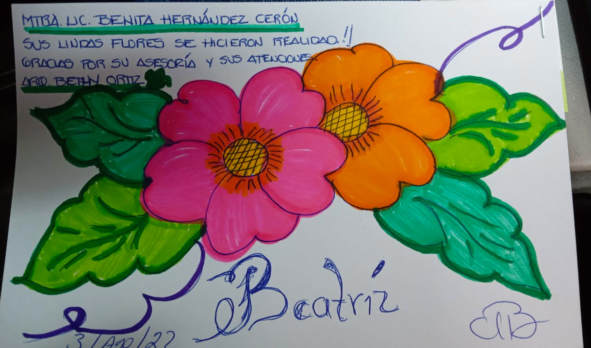 Dibujo de la mtra. Benita Hernandez con color