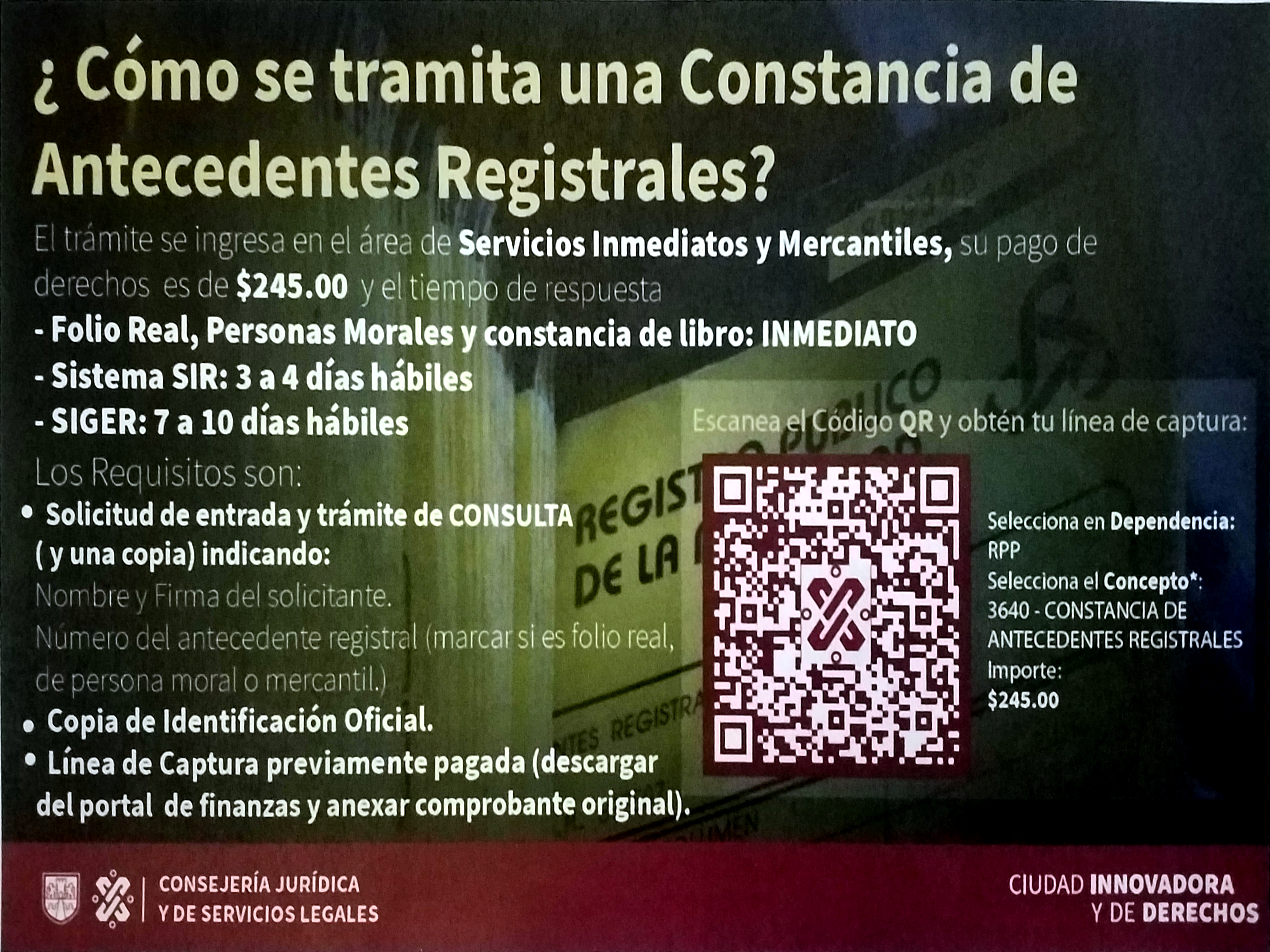 Trámite en Registro Público de Constancia de Antecedentes Registrales