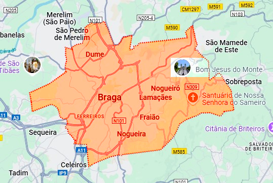 Mapa Braga Portugal