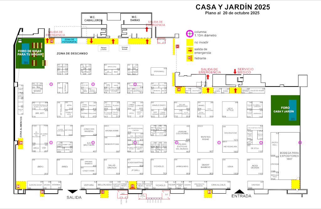Croquis del área de exhibición de Casa y Jardín