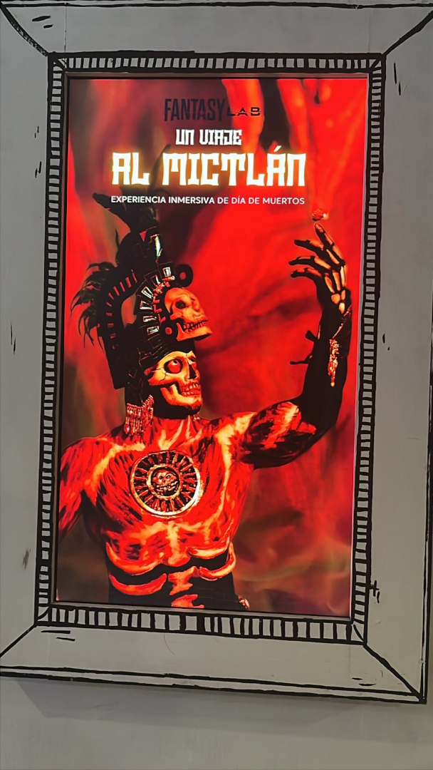 Banner anunciando la experiencia inmersiva Viaje al Mictlán