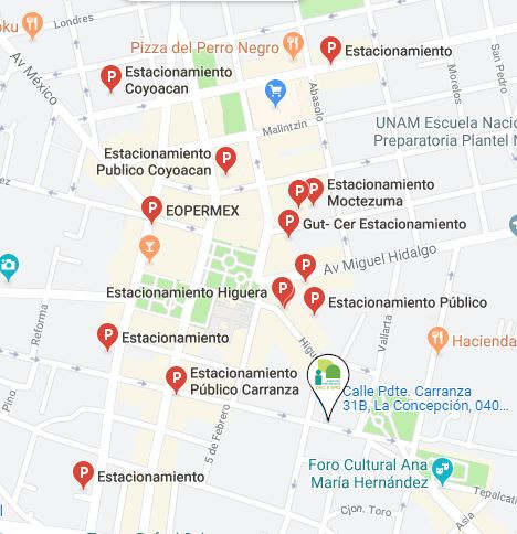 Mapa de estacionamientos cercanos