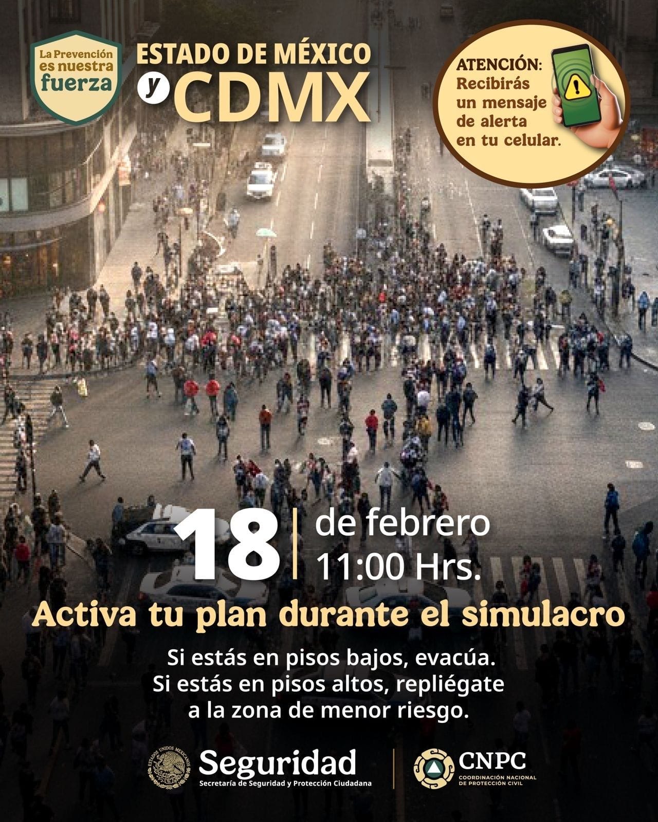 Baner que invita al primer simulacro de sismo de 2026 en México